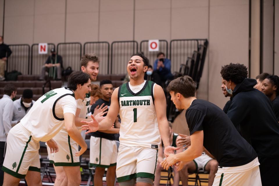 Dartmouth players before a game in 2022. (Erica Denhoff/Icon Sportswire via Getty Images)