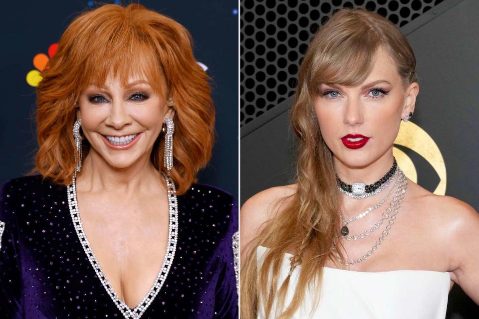 <p>Frazer Harrison/Getty; Jeff Kravitz/FilmMagic</p> Reba McEntire, Taylor Swift.