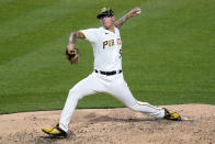 Pittsburgh Pirates relief pitcher Anthony Banda delivers during the sixth inning of a baseball game against the St. Louis Cardinals in Pittsburgh, Friday, May 20, 2022. (AP Photo/Gene J. Puskar)