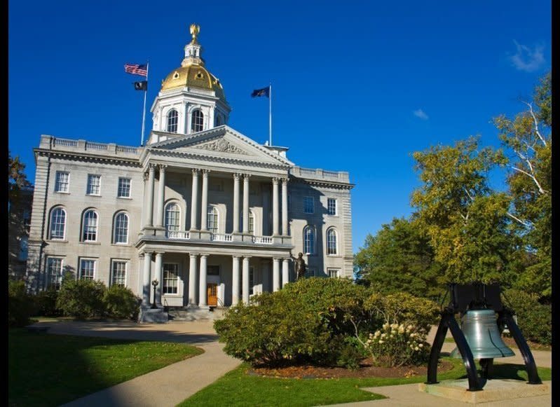 <strong>NEW HAMPSHIRE STATE HOUSE</strong>  Concord, New Hampshire    <strong>Year completed:</strong> 1819  <strong>Architectural style:</strong> Greek Revival  <strong>FYI:</strong> The stately eagle installed on top of the New Hampshire State House’s dome may look gold, but it’s actually painted wood. The original was removed for preservation and is on display at the New Hampshire Historical Society. A new, gold-leafed eagle was put in its place in the 1950s.    <strong>Visit:</strong> Self-guided tours are available Monday to Friday, 8 a.m. to 4:30 p.m. Arrange guided tours through the Visitors’ Center.  
