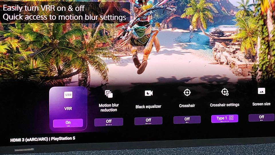 Sony game menu controls on 2023 TVs