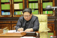 North Korea's leader Kim Jong Un is seen in this undated photo released by North Korea's Korean Central News Agency (KCNA) in Pyongyang, North Korea on November 29, 2017. KCNA via REUTERS