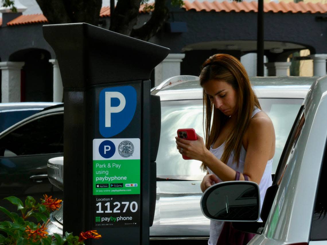 In Coral Gables, people can use PayByPhone to pay for meter parking.