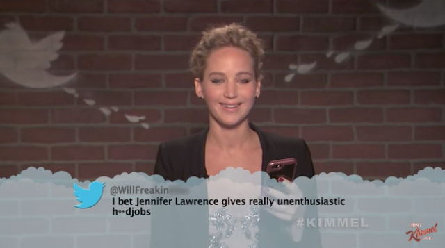 Meanwhile J.Law clapped back. Source: Jimmy Kimmel Live/ABC