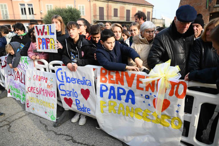 Bienvenida al papa en Asti, Piamonte