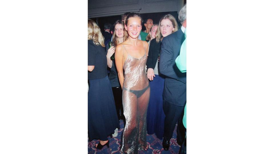 Kate Moss wearing a sheer slip dress 