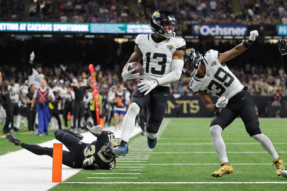 Christian Kirk scored the touchdown that eventually won the game for Jacksonville. (Photo by Jonathan Bachman/Getty Images)