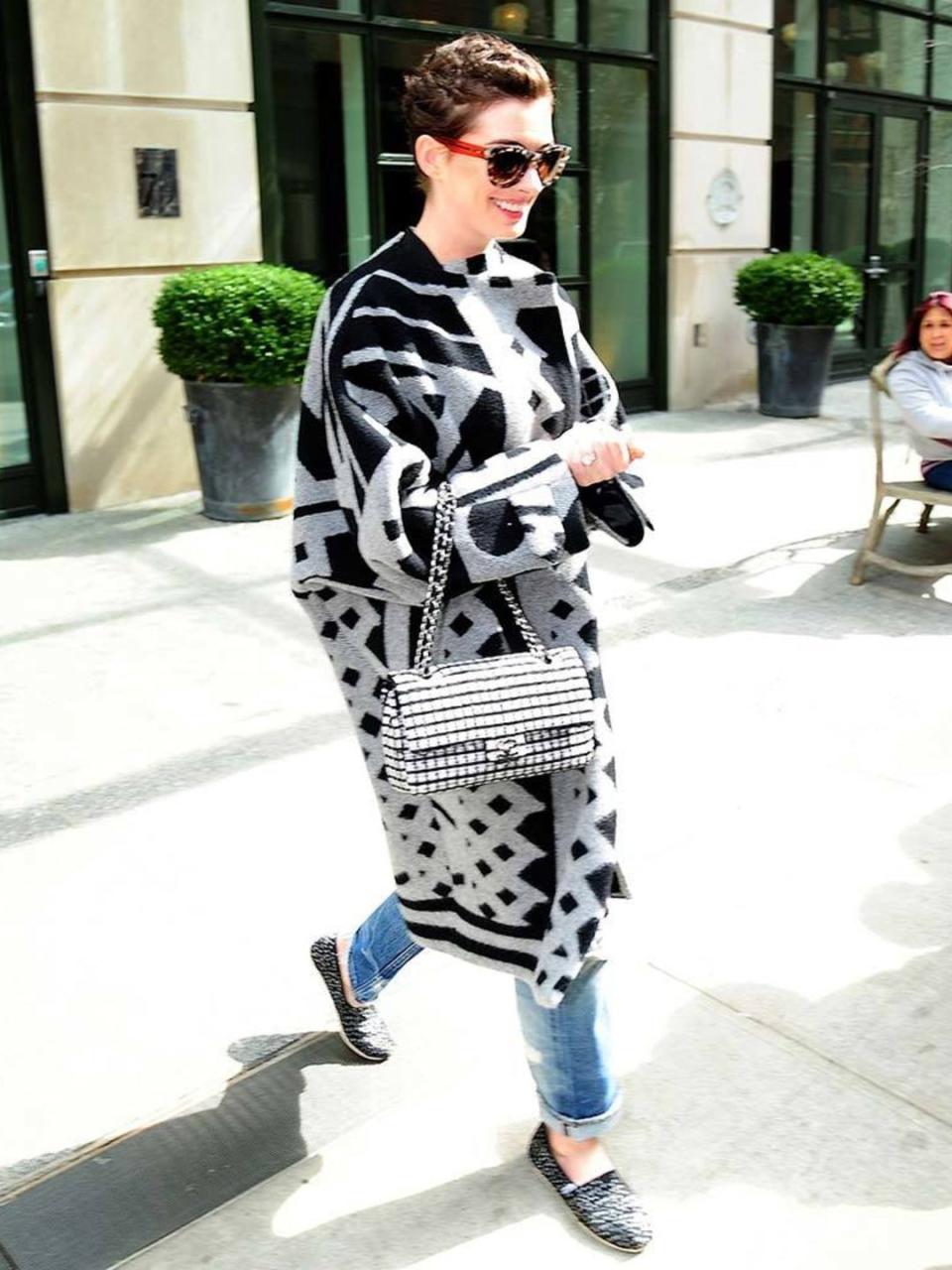 <p>Anne Hathaway in New York, April 2014.</p>