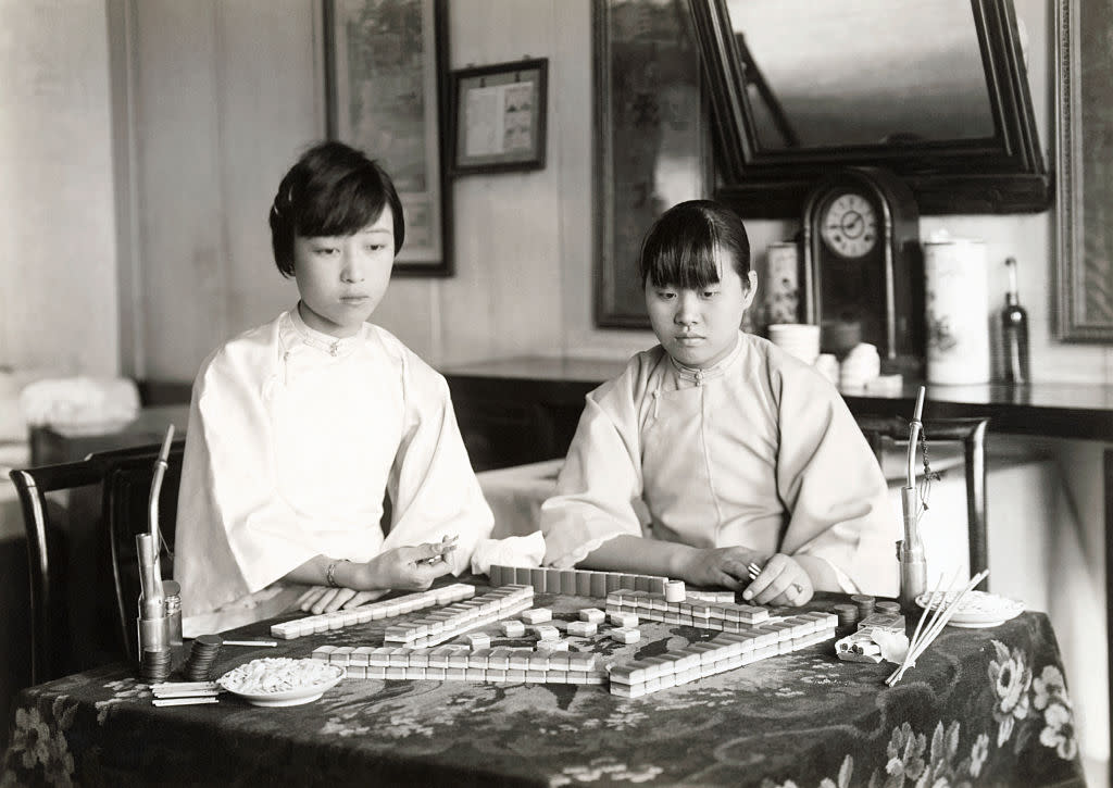 Girls Playing Mah Jongg