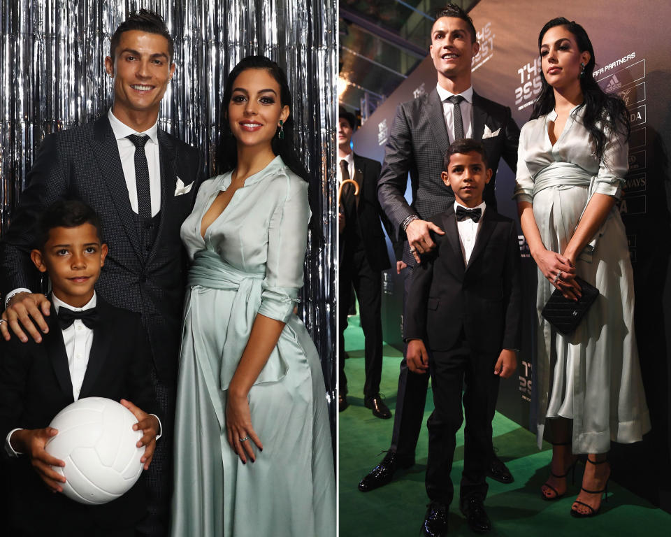 Cristiano Ronaldo und seine Familie auf dem „grünen Teppich“ der FIFA Awards. (Bild: Getty Images)