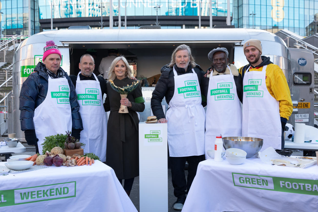 Joe Cole, second left, at Wembley last week at the launch of Green Football Weekend (Green Football Weekend handout/PA)