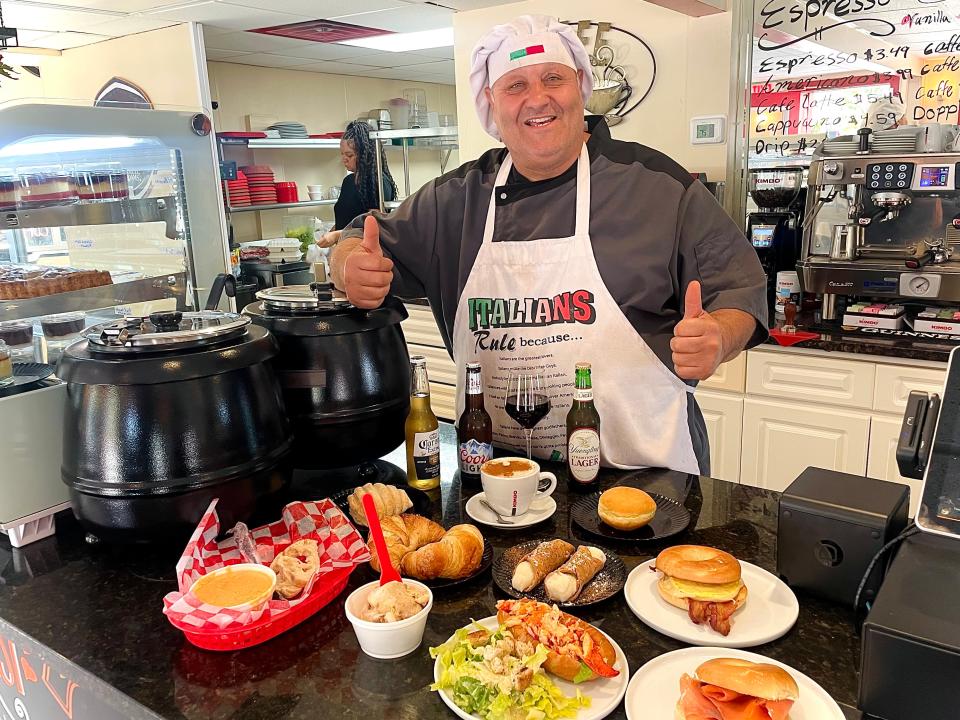 Caffe Paradiso owner Gary Langevin proudly showcases a variety of the eatery's new menu items and returning favorites.