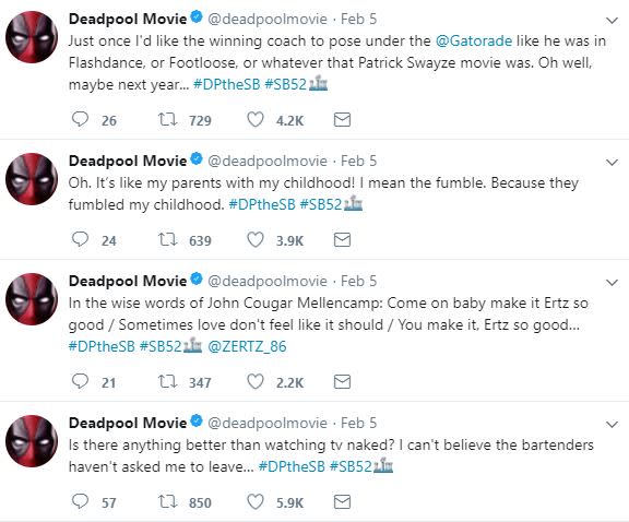 Deadpool Super Bowl tweets