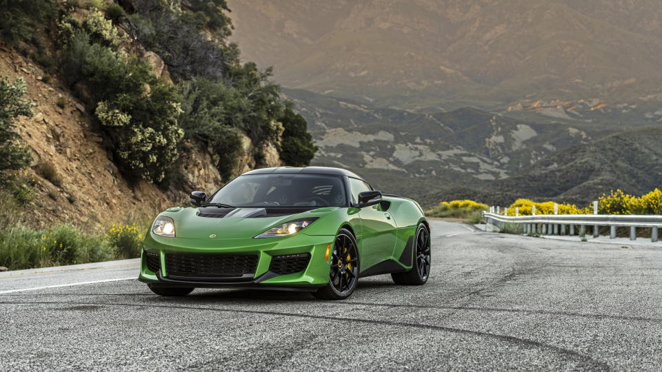 <p><strong>Base price:</strong> $98,945<br> <strong>Powertrain: </strong>416-hp supercharged 3.5-liter V6. Six-speed manual, six-speed automatic. Rear-wheel drive.</p> <p>This is Lotus’ only model for 2020. It replaces the Evora 400 and it has a new name, but the changes aren’t radical. Power still comes from a supercharged double overhead cam V6 supplied by Toyota. Yes, it’s the same basic V6 the company still uses in its minivan. The blower pumps it up to 416 hp, which Lotus says is enough to get the 3,100-lb rear-wheel-drive two-seater to 188 mph. A six-speed manual is available, making this one of just two cars on this list with three pedals. Thank you to Lotus for keeping the flame alive. The Evora GT also rides on 19-inch front wheels and 20-inch rear wheels wrapped in ultra-sticky Michelin Pilot Sport Cup 2 tires.</p>