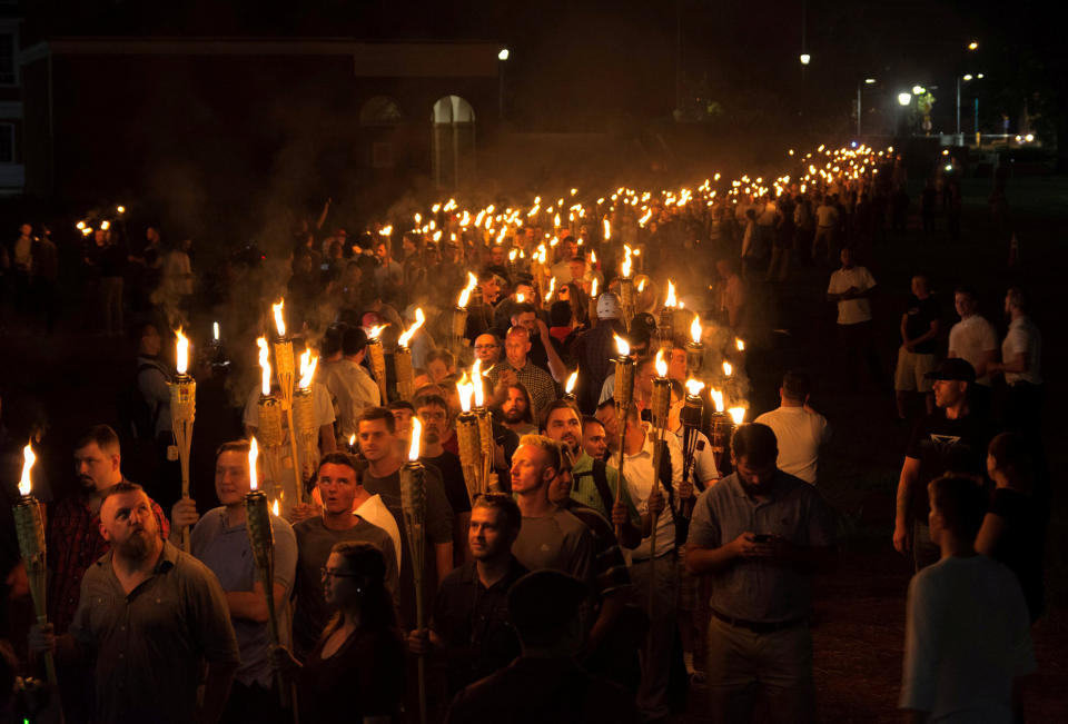 Image: White nationalists carry torches on the grounds of the University of Virginia (Alejandro Alvarez / Reuters file)