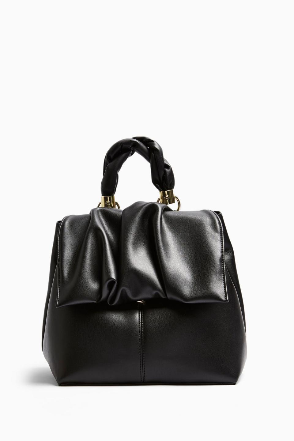 11) Black Ruched Flap Backpack