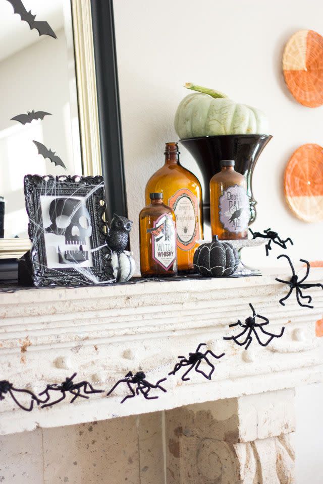 <p>Frankly, spiders are only welcome around the house when they're in the form of an adorable, fuzzy garland. Get the tutorial at <a href="http://www.designimprovised.com/2014/09/halloween-spider-garland.html" rel="nofollow noopener" target="_blank" data-ylk="slk:Design Improvised;elm:context_link;itc:0;sec:content-canvas" class="link ">Design Improvised</a>.</p><p><a class="link " href="https://www.amazon.com/Fun-Express-Halloween-Spiderwebs-Plastic/dp/B001EEYC8W?tag=syn-yahoo-20&ascsubtag=%5Bartid%7C10057.g.2554%5Bsrc%7Cyahoo-us" rel="nofollow noopener" target="_blank" data-ylk="slk:BUY NOW;elm:context_link;itc:0;sec:content-canvas">BUY NOW</a> <strong><em>Fake Spiderweb, $11</em></strong></p>