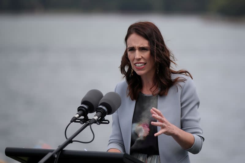 FILE PHOTO: New Zealand Prime Minister Ardern speaks during a joint press conference at Admiralty House in Sydney