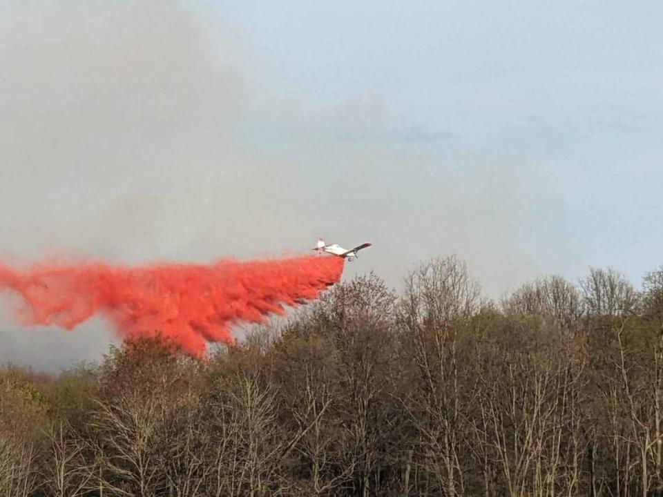 Two planes were used to drop fire retardant on a forest fire in Rush Township on April 20. A number of fire companies from Centre, Clearfield and Blair counties battled the fire, which burned more than 1,500 acres.