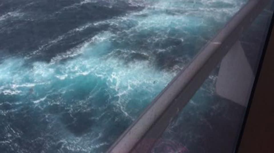 Waves up to 15 metres smashed against the ship off the coast of NSW. Source: Facebook