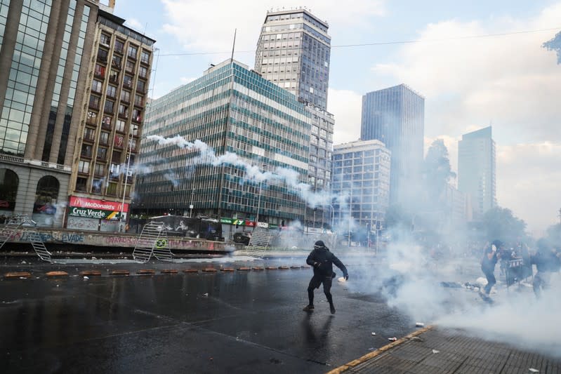 Protest against Chile's state economic model in Santiago