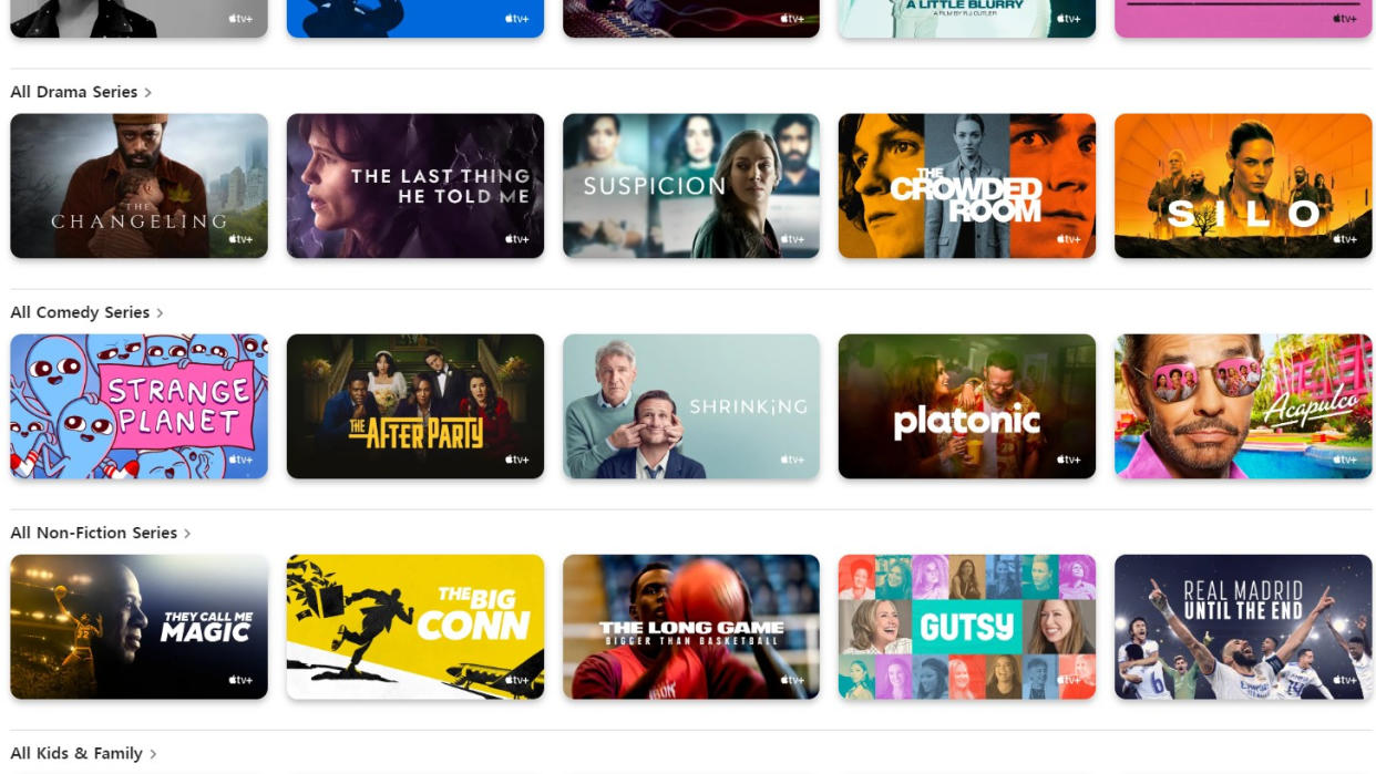  Apple TV Plus catalogue screenshot . 