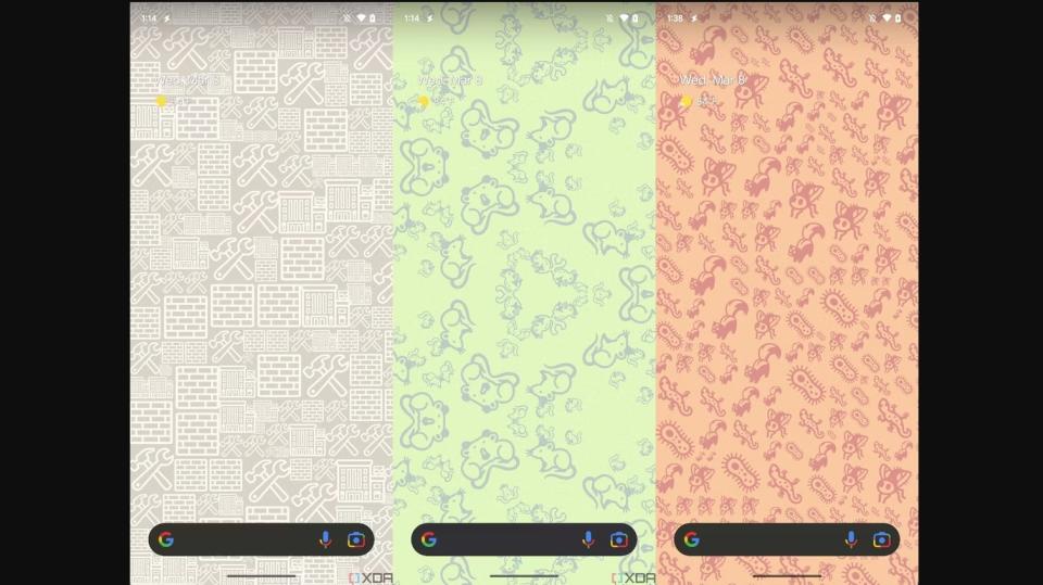 Screenshots showing the emoji wallpaper on Android 14