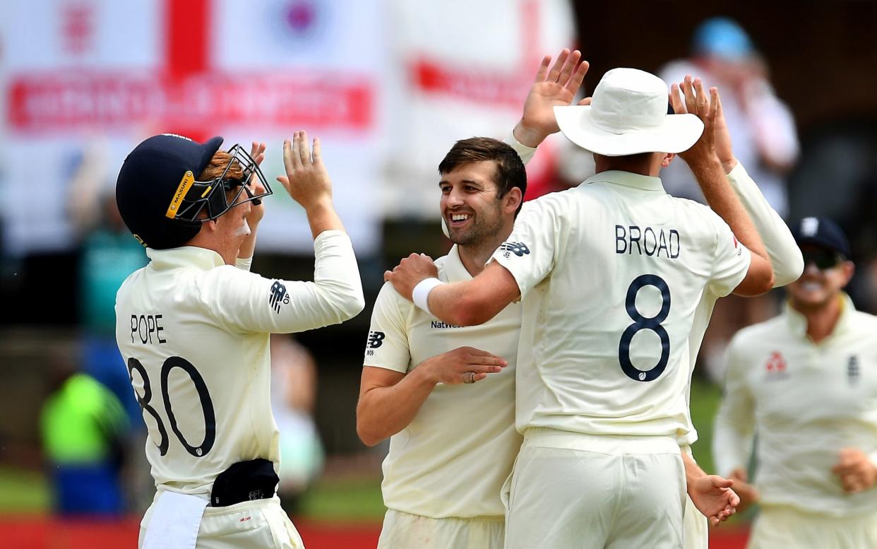 Mark Wood celebrates the wicket of Kagiso Rabada - Getty Images Europe