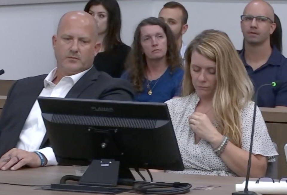 Joseph Petito and Nichole Schmidt in Sarasota County Circuit Court last week (Court TV)