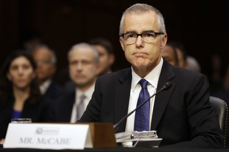 Acting FBI Director Andrew McCabe attends a Senate Intelligence Committee hearing Thursday on Capitol Hill. (Photo: Jacquelyn Martin/AP)