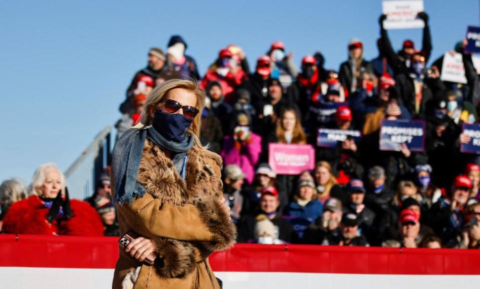 Laura Ingraham, seen here at a Trump rally last year, said the Capitol attack was ‘not an insurrection’.