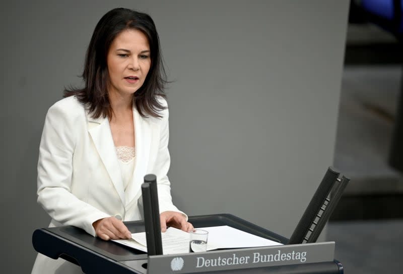 Annalena Baerbock, the German Foreign Minister, speaks in the plenary session of the Bundestag on the topic of the deployment of the German Armed Forces in Lebanon (UNIFIL).  Sabina Crisan/dpa