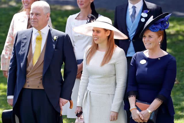 Max Mumby/Indigo/Getty Prince Andrew, Duke of York, Princess Beatrice and Sarah, Duchess of York attend day 4 of Royal Ascot in 2018.