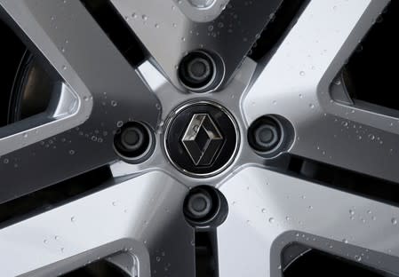The logo of French car manufacturer Renault is seen on on a wheel rim of a car at a dealership of the company in Illkirch-Graffenstaden near Strasbourg