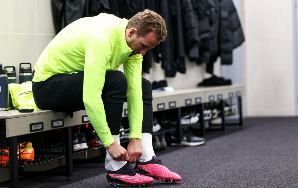 ENFIELD, ENGLAND - DECEMBER 23: Harry Kane of Tottenham Hotspur  during a training session at Tottenham Hotspur Training Centre on December 23, 2022 in Enfield, England. (Photo by Tottenham Hotspur FC/Tottenham Hotspur FC via Getty Images)