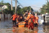 Philippine Coast Guard conduct a rescue operation following Typhoon Vamco in the Cagayan Valley region