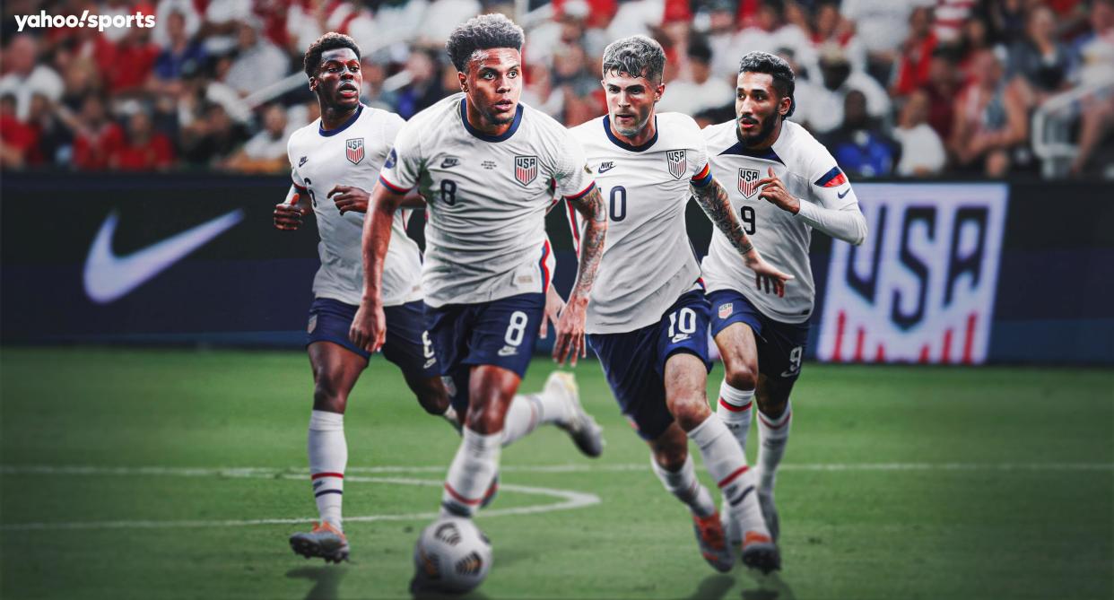 (L-R) Yunus Musah, Weston McKennie, Christian Pulisic and Jesus Ferreira will help lead a diverse USMNT at the 2022 World Cup. (Stefan Milic/Yahoo Sports)
 