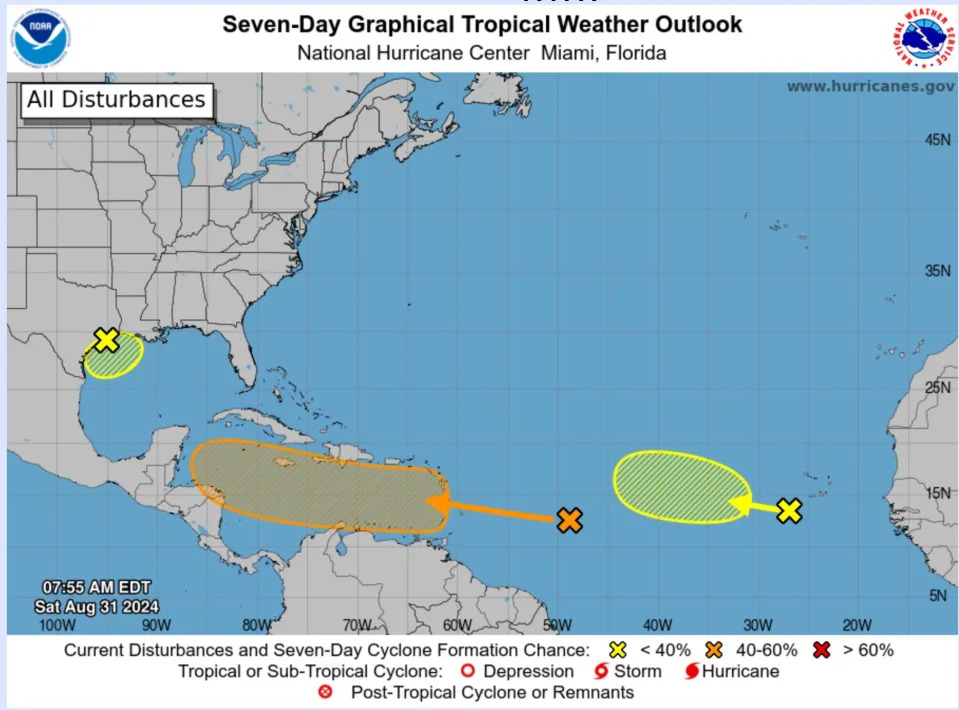 As the Labor Day weekend begins, the National Hurricane Center is tracking three separate tropical disturbances in the Atlantic Ocean.