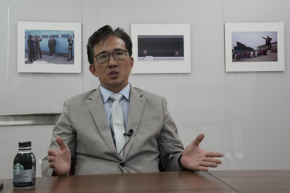 Ri Il Gyu, a former political counselor at the North Korean Embassy in Cuba who defected to South Korea last November, speaks during an interview with The Associated Press at the Associated Press bureau in Seoul, South Korea, Friday, Aug. 2, 2024. (AP Photo/Ahn Young-joon)