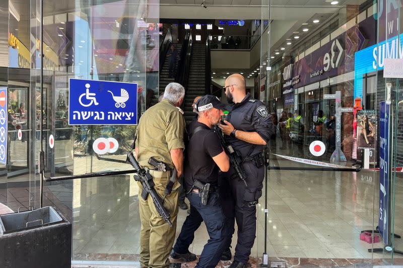 Aftermath of a stabbing attack in a shopping mall in Karmiel, northern Israel