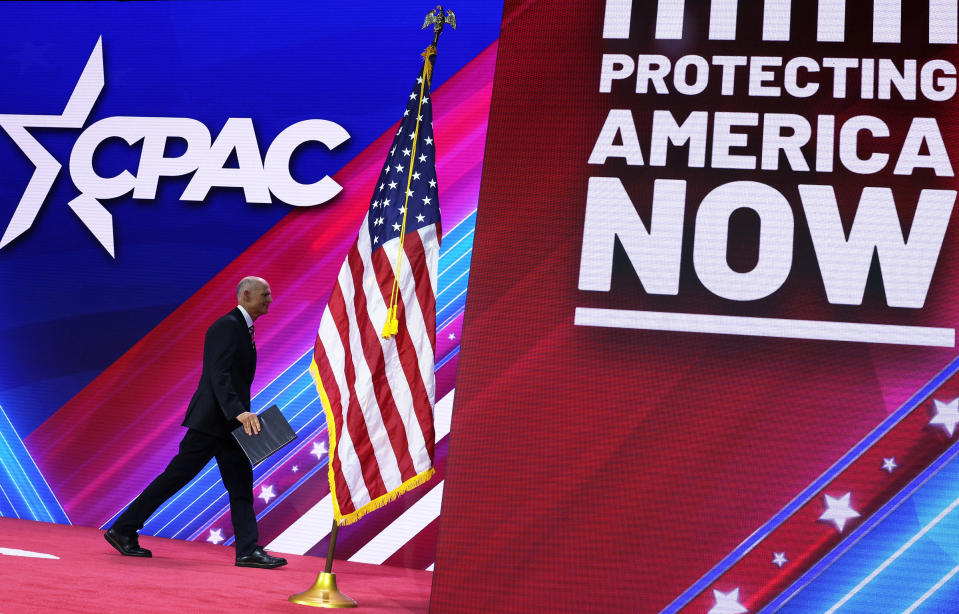 Scott leaves the stage after speaking during CPAC in National Harbor, Md. on March 2, 2023.<span class="copyright">Alex Wong—Getty Images</span>