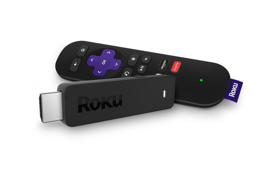 <p>Never pay for hotel movie rental again. Instead, plug the Roku Streaming Stick—at just a couple inches longer than the average flash drive, it’s easy to slip in a side pocket of your purse or briefcase—into any television, log in to Wi-Fi, and you’ll have instant access to all your streaming accounts in one place.</p> <p><strong>To buy:</strong> <a rel="nofollow noopener" href="https://www.amazon.com/Roku-Streaming-Stick-3600R-Model/dp/B01DA0YCNC" target="_blank" data-ylk="slk:amazon.com;elm:context_link;itc:0;sec:content-canvas" class="link ">amazon.com</a>, $40</p>