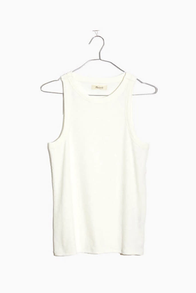 madewell tank, white ribbed tank, white tank trend