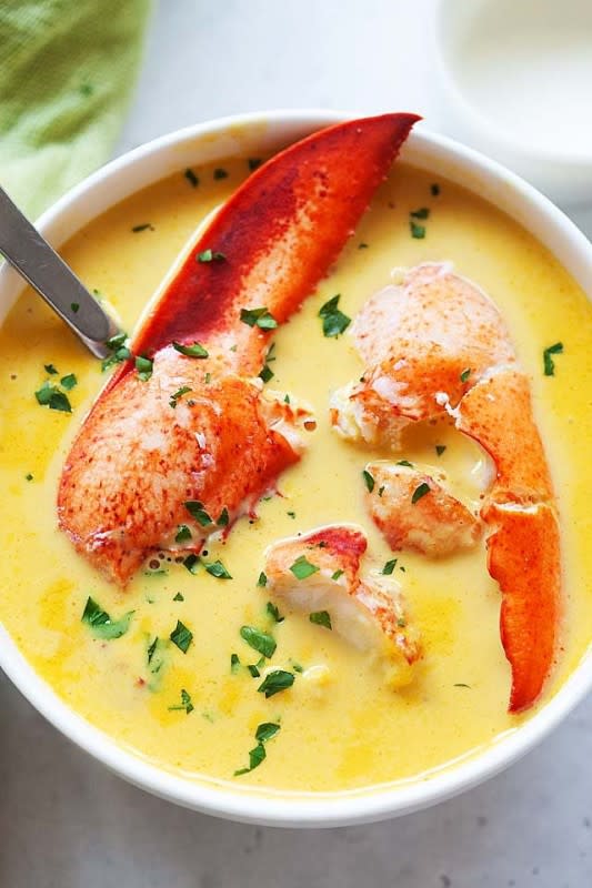 <p>Rasa Malaysia</p><p>Rich and creamy lobster bisque just like the best seafood restaurants. Learn how to make lobster bisque soup at home with this easy and fail-proof recipe, so good.</p><p><strong>Get the recipe: <a href="https://rasamalaysia.com/lobster-bisque/" rel="nofollow noopener" target="_blank" data-ylk="slk:Lobster Bisque;elm:context_link;itc:0;sec:content-canvas" class="link ">Lobster Bisque</a></strong></p><p><strong>Related: <a href="https://www.yahoo.com/lifestyle/52-best-lobster-recipes-ideas-172157507.html" data-ylk="slk:52 Best Lobster Recipes & Ideas;elm:context_link;itc:0;sec:content-canvas;outcm:mb_qualified_link;_E:mb_qualified_link;ct:story;" class="link  yahoo-link">52 Best Lobster Recipes & Ideas</a></strong></p>