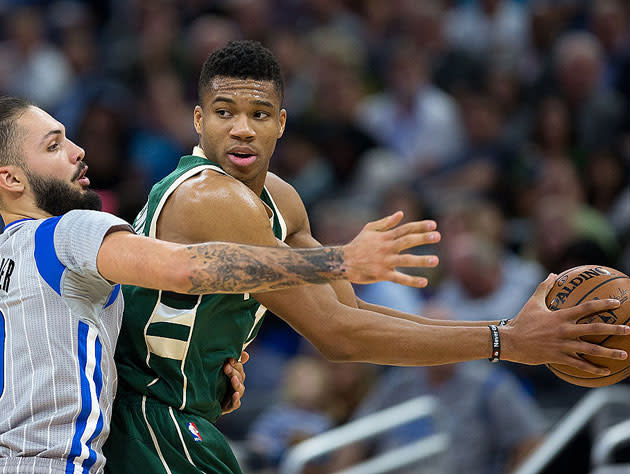 Giannis and his rather large wingspan. (Getty Images)