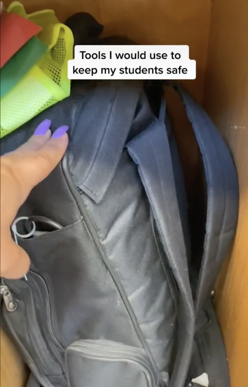 A screenshot of the backpack with a caption that says "Tools I would use to keep my students safe"