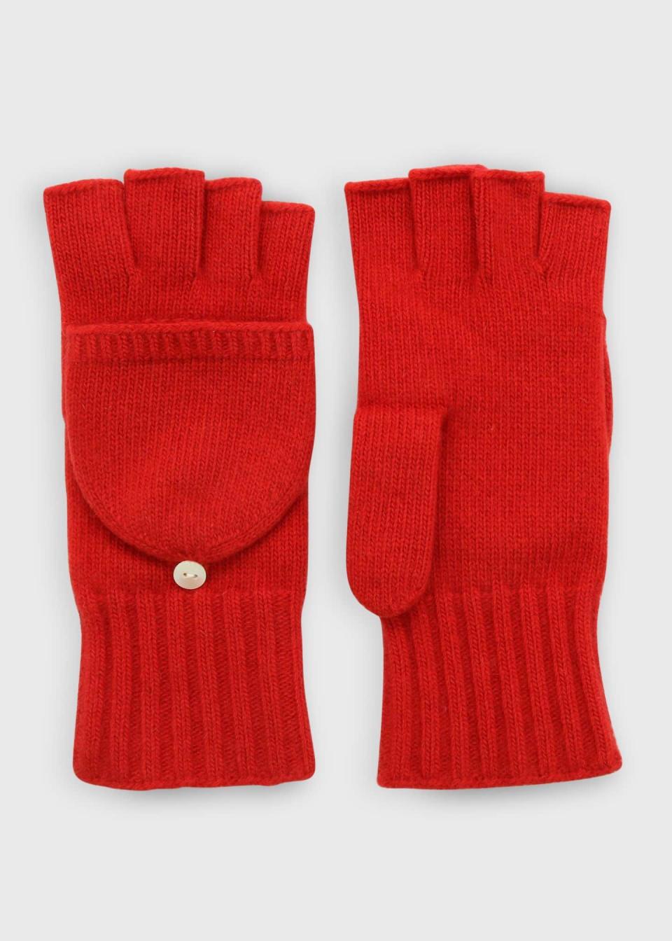 Jersey-Knit Cashmere Flip-Top Gloves