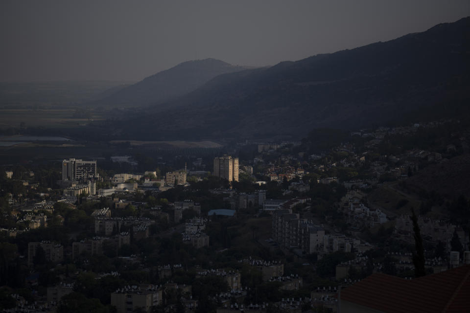 Buildings are seen in Kiryat Shmona, a city next to border with Lebanon, northern Israel, Wednesday, June 19, 2024. Hezbollah began attacking Israel almost immediately after the Israel-Hamas war erupted on Oct. 7. There have been near daily exchanges of fire, though most of the strikes are confined to an area within a few mostly confined to the area around the border. (AP Photo/Leo Correa)