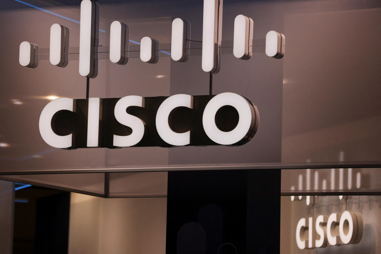 The Cisco logo is displayed, during the GSMA's 2023 Mobile World Congress (MWC) in Barcelona, Spain March 1, 2023. REUTERS/Nacho Doce