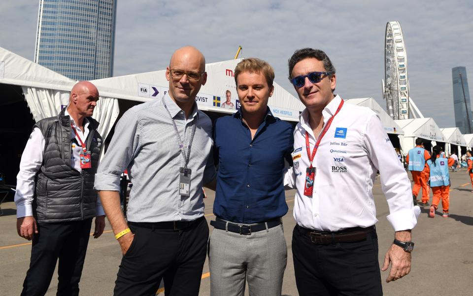 Nico Rosberg (centre) at the opening weekend of Formula E in Hong Kong - LAT Photographic Tel: +44(0)20 8267 3000 email: lat.photo@latimages.com